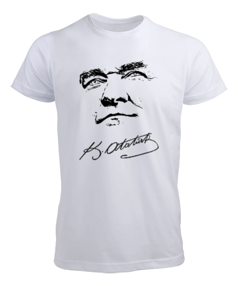 Tisho - K. Atatürk imza Beyaz Erkek Tişört