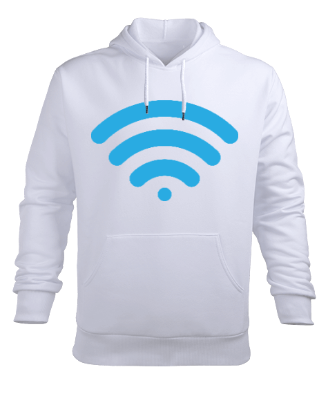 Tisho - Kablosuz Sinyal Deseni Erkek Kapüşonlu Hoodie Sweatshirt