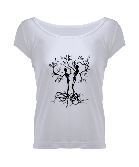 Tisho - Kadın Açık Yaka Desenli Tshirt Kadın Açık Yaka Kadın Geniş Yaka Tişört