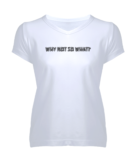 Tisho - kadın beyaz v yaka sloganlı t-shirt Kadın V Yaka Tişört