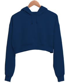 Kadın Crop Hoodie Kapüşonlu Sweatshirt - Thumbnail