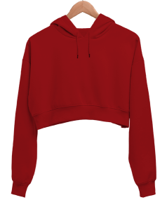 Kadın Crop Hoodie Kapüşonlu Sweatshirt - Thumbnail