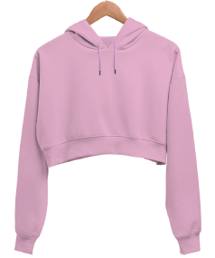 Kadın Crop Hoodie Kapüşonlu Sweatshirt - Thumbnail