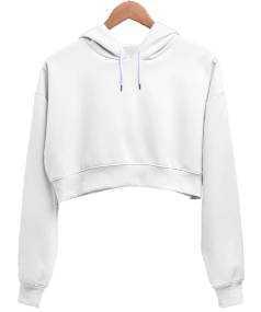 Kadın Crop Hoodie Kapüşonlu Sweatshirt - Thumbnail