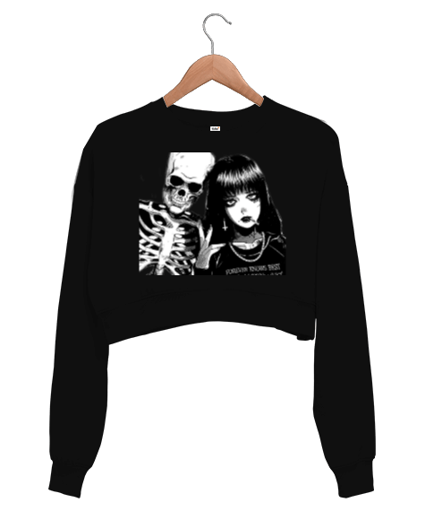 Tisho - Kadın gothic girl Kadın Crop Sweatshirt