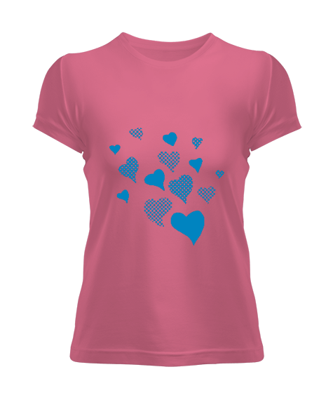 Tisho - Kadın Kalp Baskılı Tişört Kadın Tişört