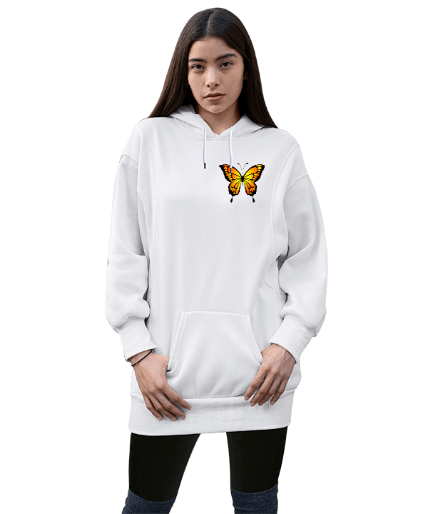 Tisho - Kadın Kelebek Uzun Kapüşonlu Hoodie Kadın Uzun Hoodie Kapüşonlu Sweatshirt