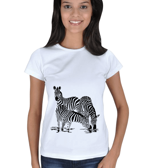 Tisho - Kadın Kısa Kol Desenli Tshirt Kadın Tişört