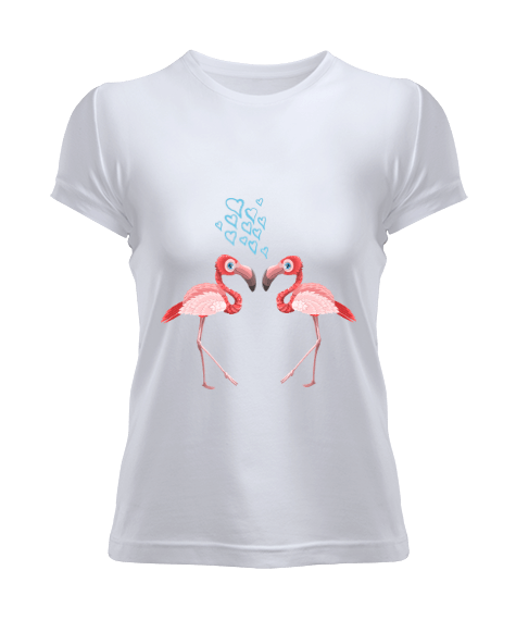 Tisho - Kadın Kısa Kol Flamingo Desenli Tshirt Kadın Tişört Kadın Tişört