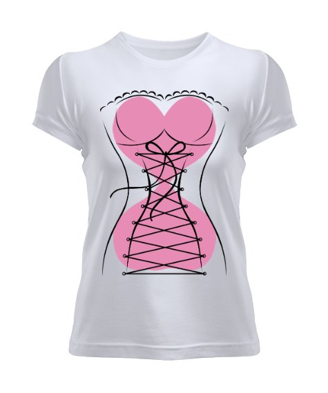 Tisho - Kadın Kısa Kol Korse Desenli Tshirt Kadın Tişört Kadın Tişört Kadın Tişört
