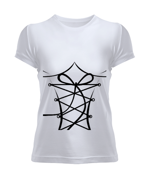 Tisho - Kadın Kısa Kol Korse Desenli Tshirt Kadın Tişört Kadın Tişört