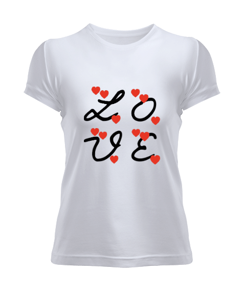 Tisho - Kadın Kısa Kol Love Yazılı Tshirt Kadın Tişört Kadın Tişört Kadın Tişört