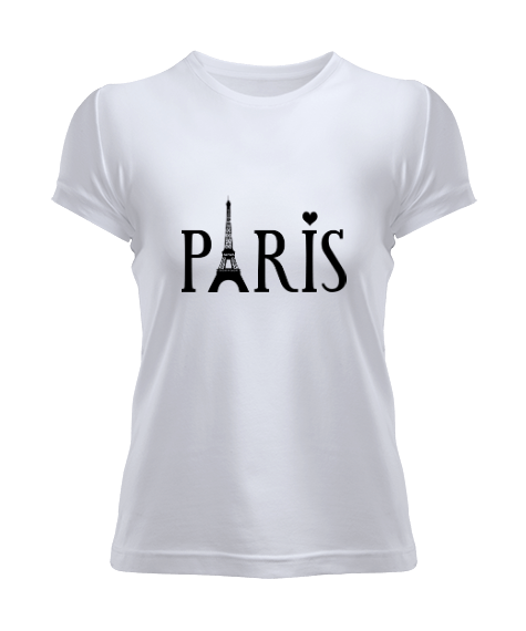 Tisho - Kadın Kısa Kol Paris Yazılı Tshirt Kadın Tişört Kadın Tişört