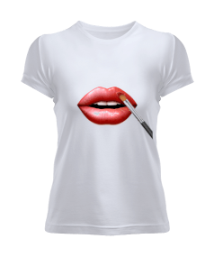 Tisho - Kadın Kısa Kol Ruj Dudak Desenli Tshirt Kadın Tişört Kadın Tişört