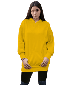 Kadın Uzun Hoodie Kapüşonlu Sweatshirt - Thumbnail