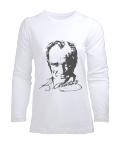 Kadın Uzun Kollu Tişört | ATATÜRK BASKILI Kadın Uzun Kol Tişört - Tisho