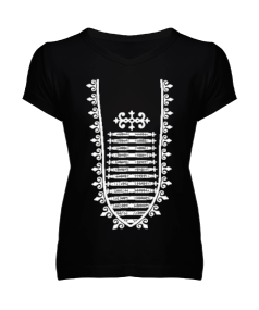 Kafkas elbisesi. Kadın V Yaka Tişört - Tisho