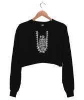Kafkas elbisesi,Çerkes,abhazya,Kafkas,karaçay çerkesya,kabardino balkarya,Kuzey Osetya,İnguşetya,çeç Siyah Kadın Crop Sweatshirt - Tisho