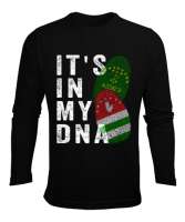 Kafkas,abhazya,Çerkes,abhazya Bayrağı,adiga logosu. Siyah Erkek Uzun Kol Yazlık Tişört - Tisho