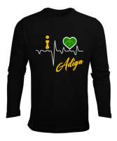 Kafkas,Çerkes,Çerkes Bayrağı, adiga logosu. Siyah Erkek Uzun Kol Yazlık Tişört - Tisho