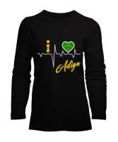 Kafkas,Çerkes,Çerkes Bayrağı, adiga logosu. Siyah Kadın Uzun Kol Tişört - Tisho