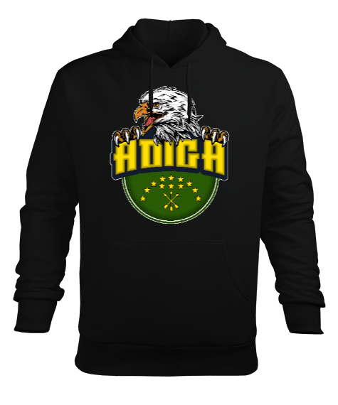 Tisho - Kafkas,Çerkes,Kafkas,Çerkes Bayrağı, adiga logosu. Siyah Erkek Kapüşonlu Hoodie Sweatshirt