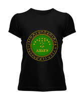 Kafkas,Çerkes,Kafkas,Çerkes Bayrağı, adiga logosu. Siyah Kadın Tişört - Tisho