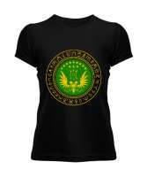 Kafkas,Çerkes,Kafkas,Çerkes Bayrağı, adiga logosu. Siyah Kadın Tişört - Tisho