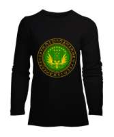 Kafkas,Çerkes,Kafkas,Çerkes Bayrağı, adiga logosu. Siyah Kadın Uzun Kol Tişört - Tisho