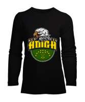 Kafkas,Çerkes,Kafkas,Çerkes Bayrağı, adiga logosu. Siyah Kadın Uzun Kol Tişört - Tisho