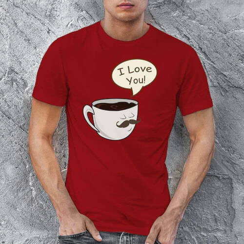 Kahve Baskılı Erkek Tişört - Tekli Kombin - Thumbnail