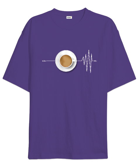 Tisho - Kahve Önce ve Sonra - Coffee Mor Oversize Unisex Tişört