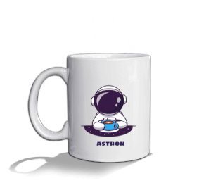 Tisho - Kahve Sevdalısı Astronot Beyaz Kupa Bardak