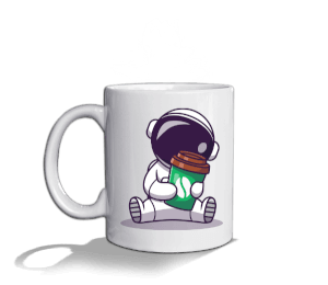 Kahve Sever Astronot Beyaz Kupa Bardak