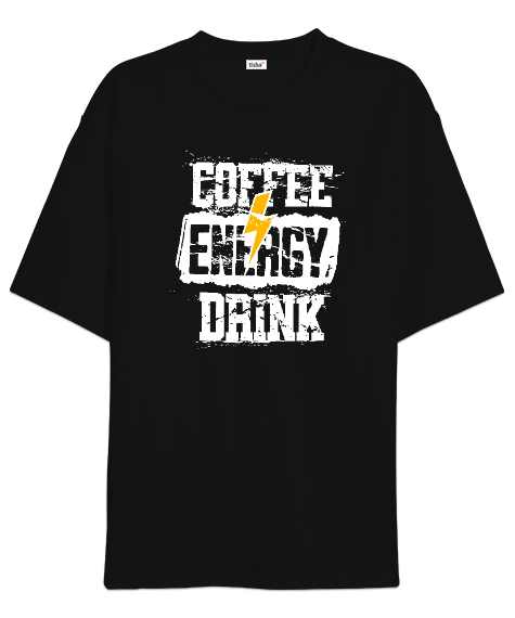 Tisho - Kahve ve Enerji Siyah Oversize Unisex Tişört