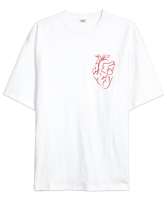 Kalbim - Kalp Çizim Beyaz Oversize Unisex Tişört - Tisho