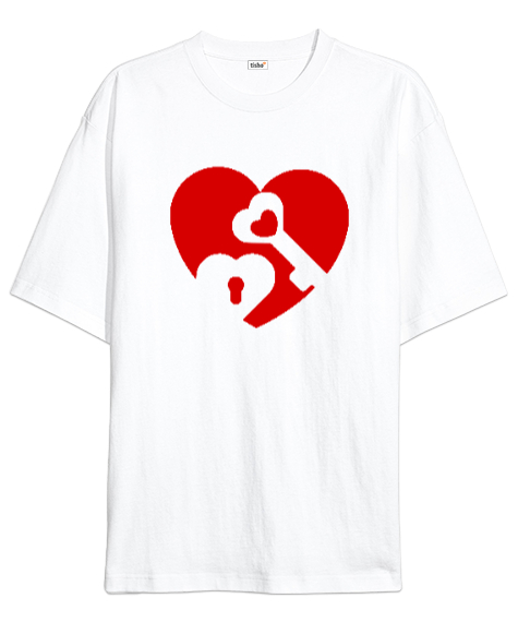 Tisho - Kalbimin Anahtarı Beyaz Oversize Unisex Tişört