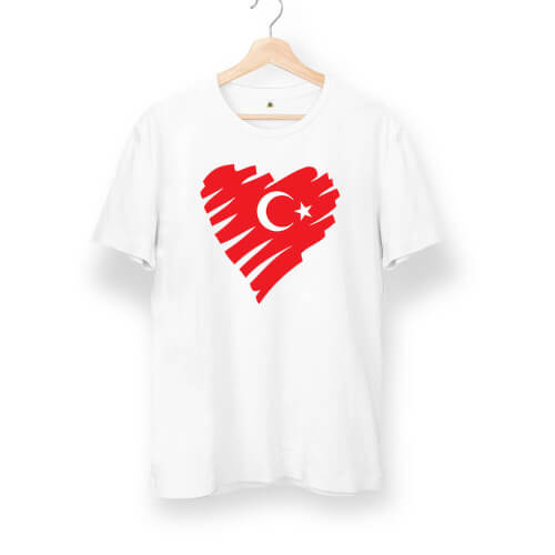 Kalbimizde Türkiye Unisex Kısa Kol Tişört - Thumbnail