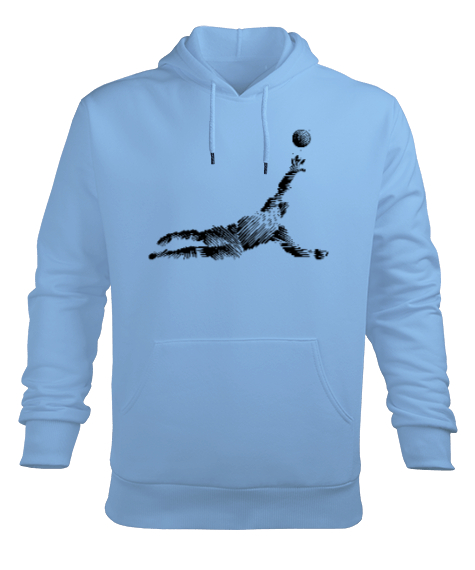 Tisho - Kaleci - Futbol Buz Mavisi Erkek Kapüşonlu Hoodie Sweatshirt