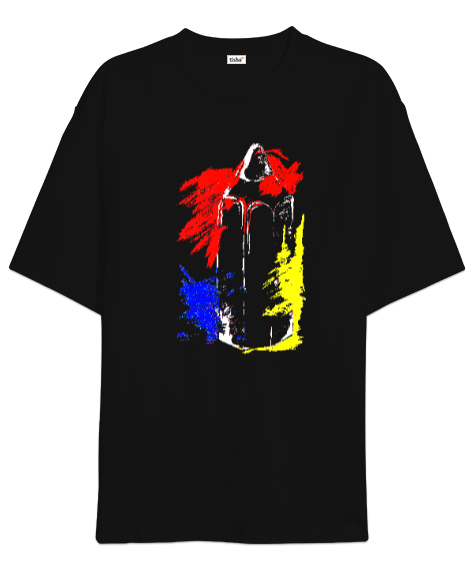 Tisho - Kalem ve Renkler Siyah Oversize Unisex Tişört