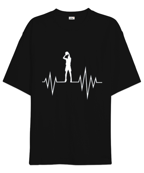 Tisho - Kalp atışı basket Siyah Oversize Unisex Tişört
