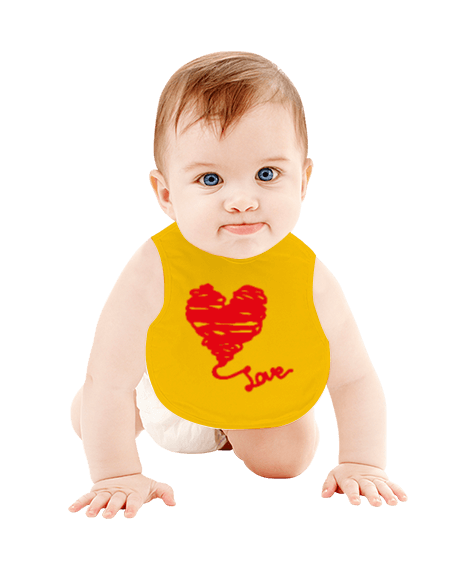 Tisho - Kalp baskılı bebek Bebek Mama Önlüğü