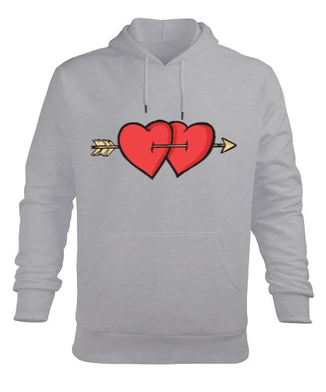 Kalp baskılı erkek Erkek Kapüşonlu Hoodie Sweatshirt - Tisho
