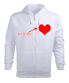 Kalp baskılı kapşon Erkek Kapşonlu Fermuarlı - Tisho