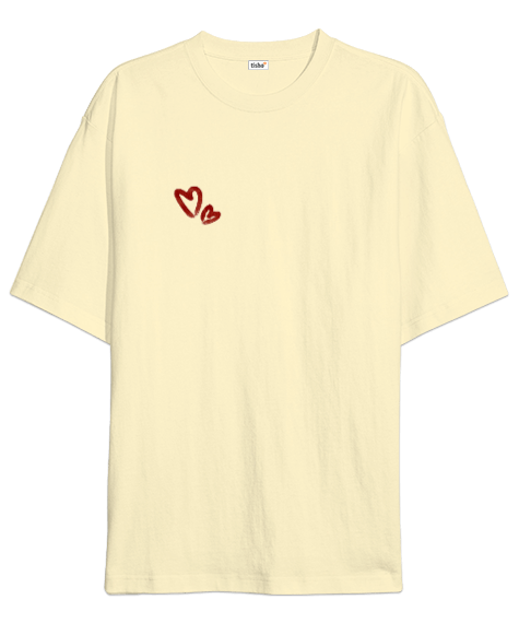 Tisho - Kalp baskılı Oversize Unisex Tişört