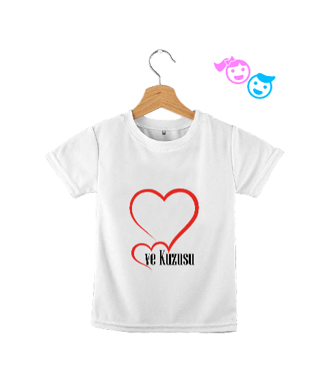 Tisho - kalp baskılı tişört Çocuk Unisex