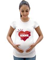 Kalp Beyaz Kadın Hamile Tişört - Tisho