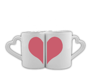 Kalp Desenli Beyaz Kupa Sevgili Kupalar - Tisho