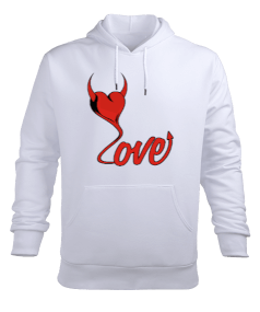 Kalp desenli Erkek Kapüşonlu Hoodie Sweatshirt - Tisho
