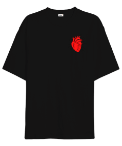 kalp desenli Oversize Unisex Tişört - Tisho